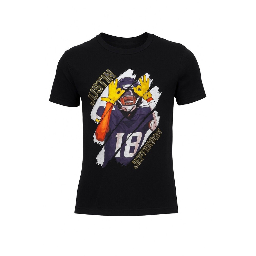 NFL Justin Jefferson Minnesota Vikings Black Tee Short-Sleeve T shirt